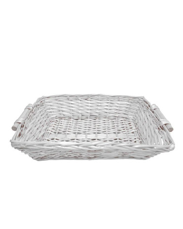 BANDEJA MIMBRE RECTANGULAR BLANCO 52X37X12 CM