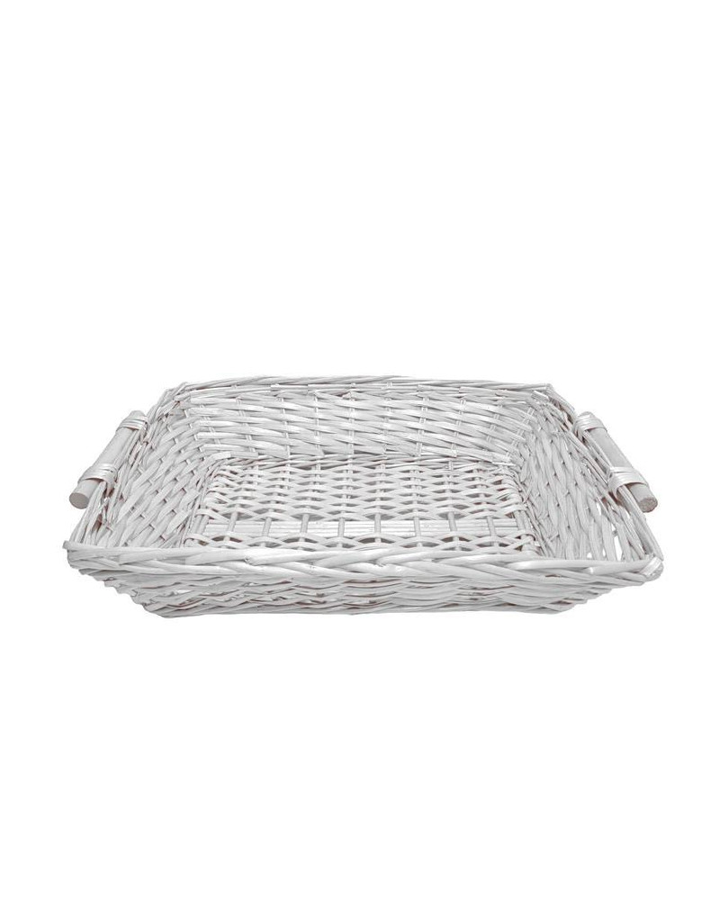 BANDEJA MIMBRE RECTANGULAR BLANCO 52X37X12 CM