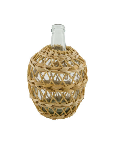 BOTELLA CRISTAL CON RATTAN D18X26 CM