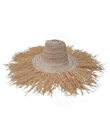 SOMBRERO PALMA FLECOS RAFIA D36X17 CM