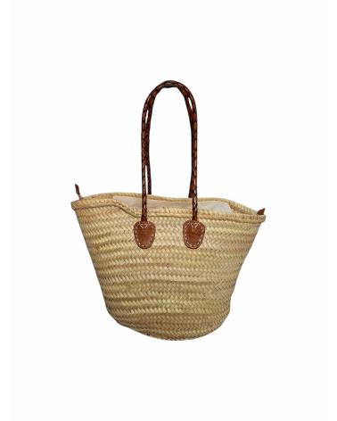 BOLSO PALMA ASA LARGA TRENZADA PIEL 8 VUELTAS 47X29 CM