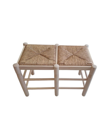TABURETE DOBLE ENEA CRUDO 70X35X47 CM