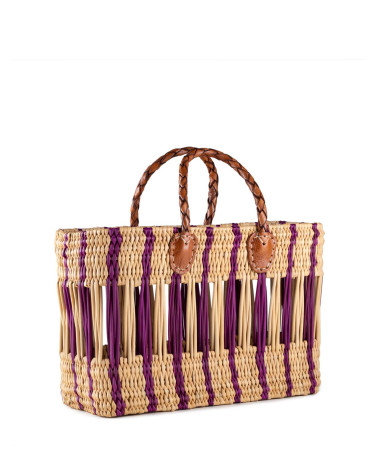 BOLSO JUNQUILLO CALADO MORADO ASAS LARGAS 40X20X26 CM