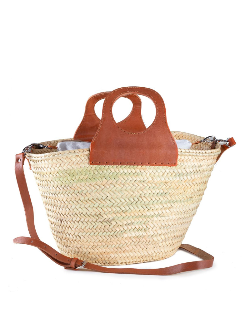 BOLSO PALMA ASA REDONDA PIEL 8 VUELTAS 47X29 CM