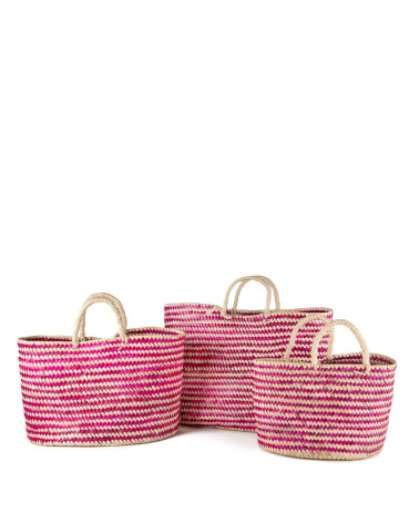 BOLSO PALMA COLOR ROSA SET3 50X21X33 CM