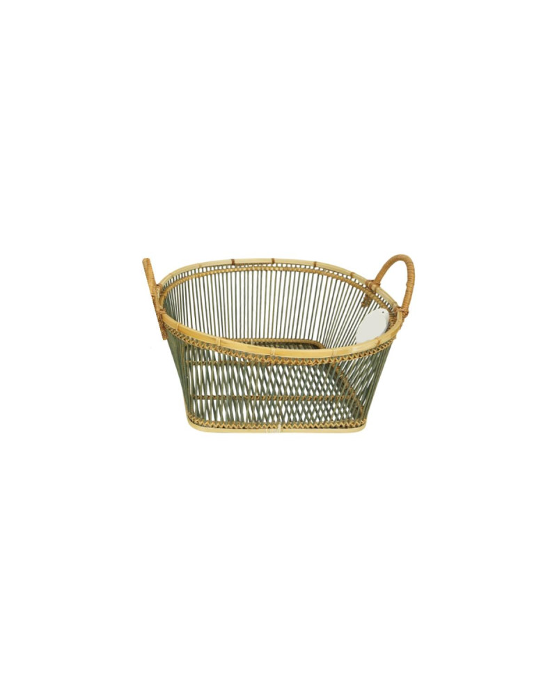 CESTA BAMBÚ MEDULA AZUL D45/33X33X20 CM