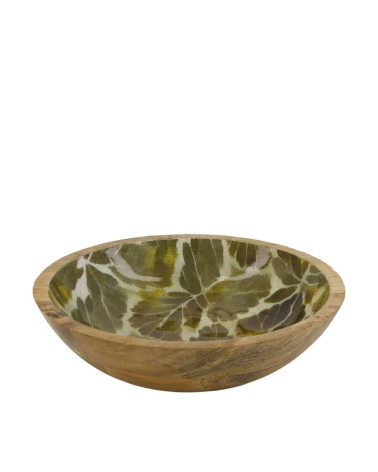 BOWL MADERA MANGO PATRON HOJAS 28X28X7 CM