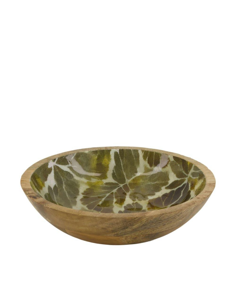 BOWL MADERA MANGO PATRON HOJAS 28X28X7 CM