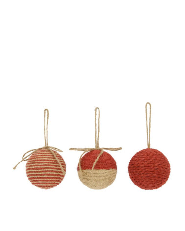 BOLA COLGANTE JUTE ROJA 9 CM A/3