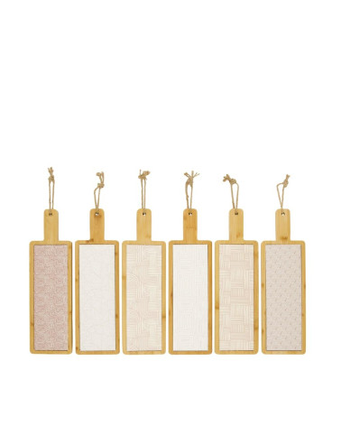 TABLA MADERA CON CERAMICA BLANCA 42X12X1.2 CM A/6