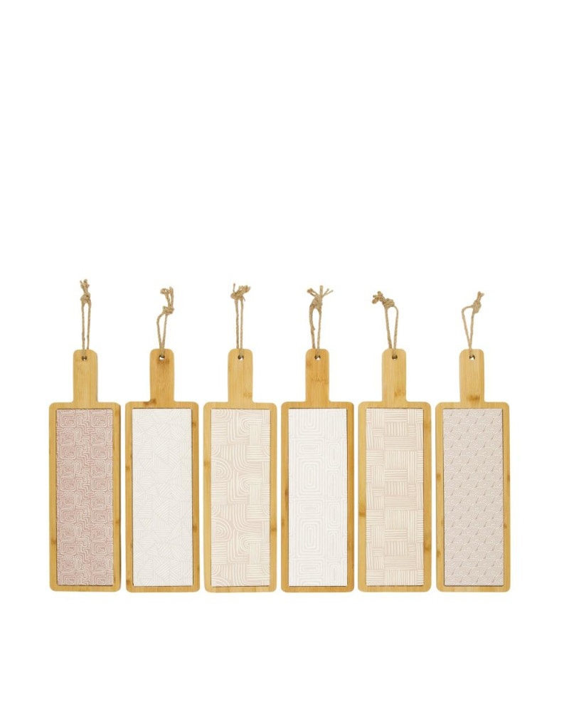 TABLA MADERA CON CERAMICA BLANCA 42X12X1.2 CM A/6