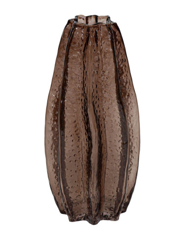 JARRÓN CRISTAL MARRÓN D16X34.5 CM