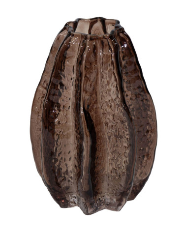 JARRÓN CRISTAL MARRÓN D14X20.5 CM