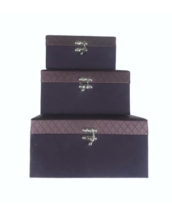 CAJAS  POLIPIEL MORADA SET 3 23.5X17X11.5 CM