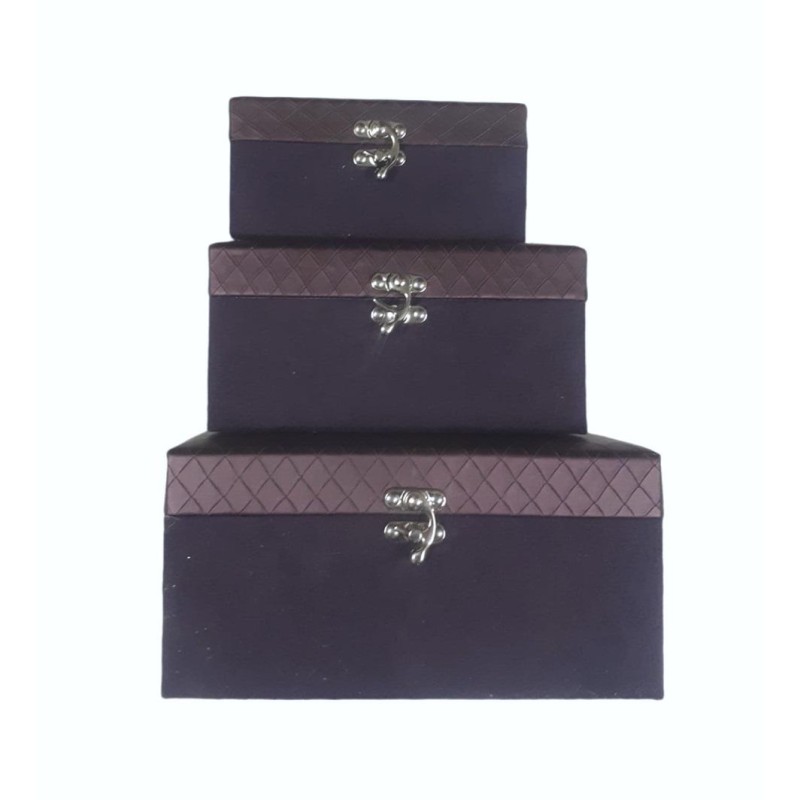 CAJAS  POLIPIEL MORADA SET 3 23.5X17X11.5 CM
