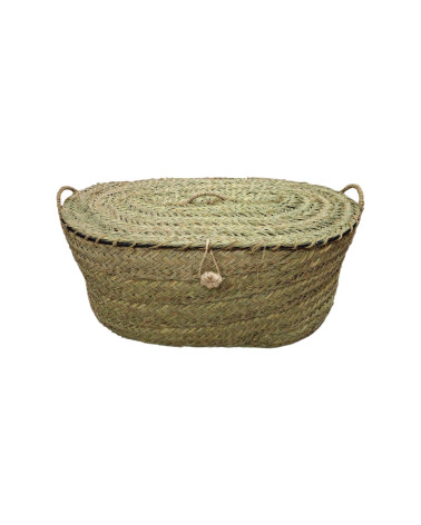 BAÚL ESPARTO METAL OVAL 70X45X30 CM