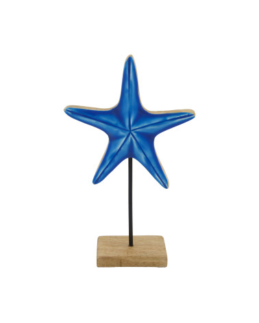 FIGURA ESTRELLA DE MAR MADERA AZUL 15X5X24 CM