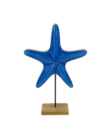 FIGURA ESTRELLA DE MAR MADERA AZUL 22X6X32 CM