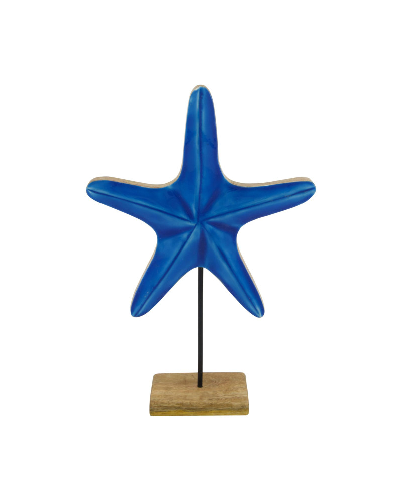 FIGURA ESTRELLA DE MAR MADERA AZUL 22X6X32 CM