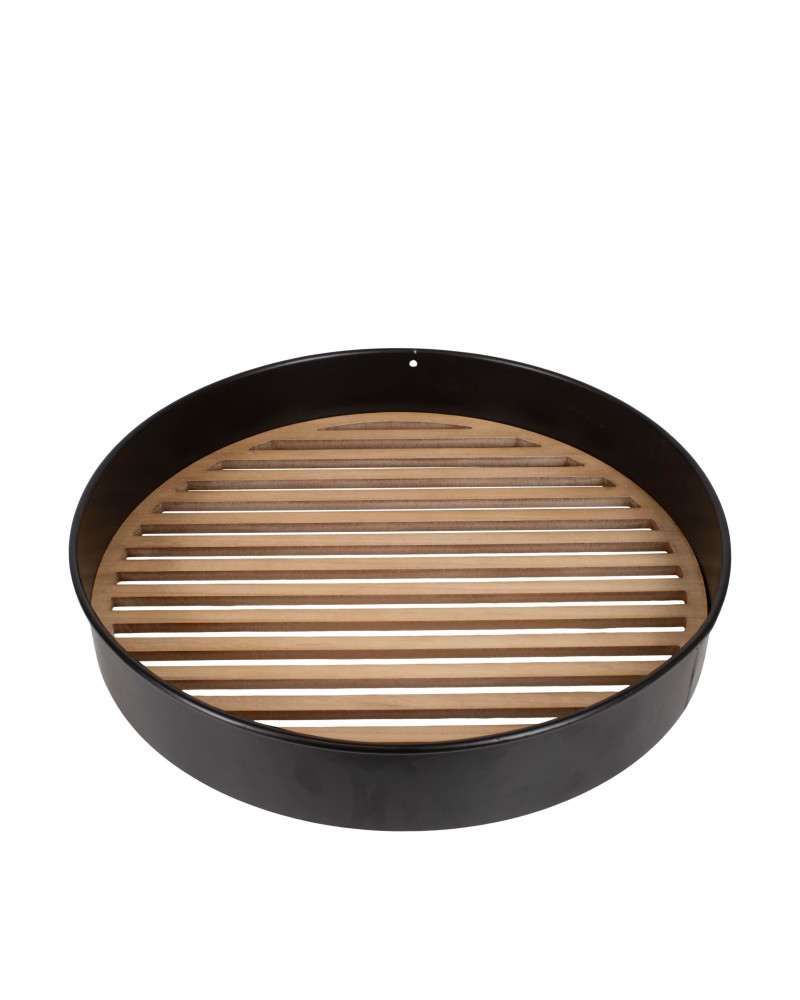 PLATO METAL LÁMINAS MADERA D58X9 CM