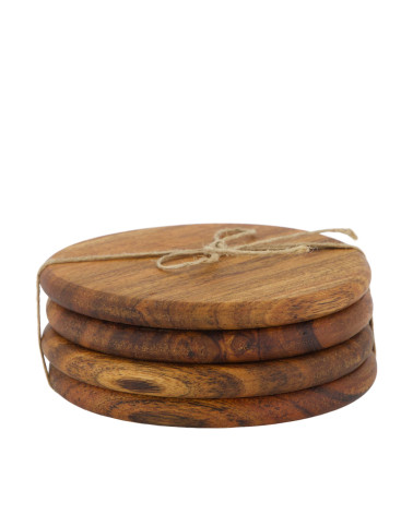 POSAVASOS MADERA ACACIA TRATADA 10X10X4 CM 4 PZS