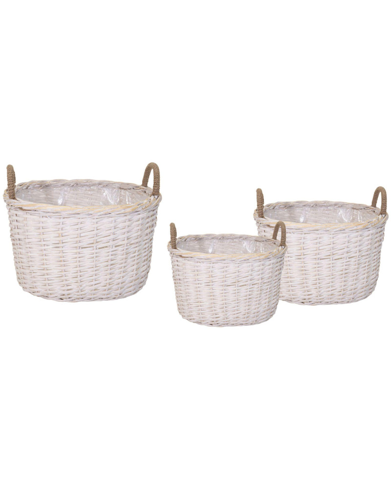 CESTA MIMBRE BLANCA OVAL  55X44X35 CM