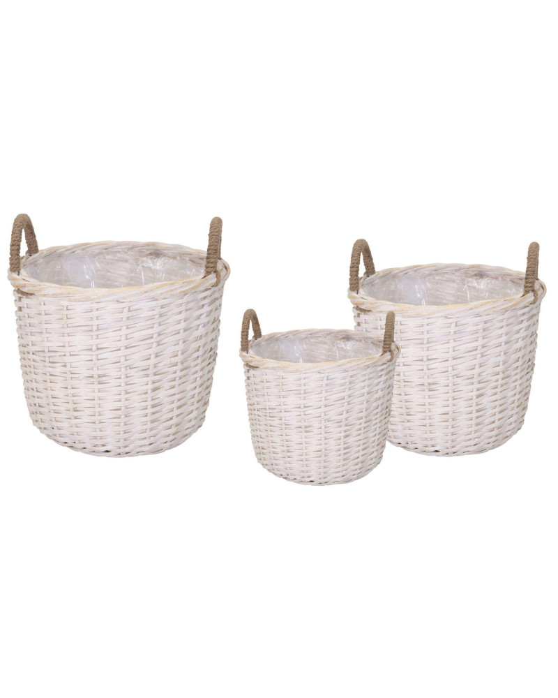 CESTA MIMBRE BLANCA REDONDA D28X26 CM