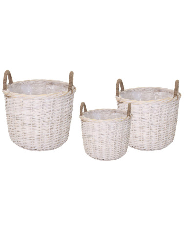 CESTA MIMBRE BLANCA REDONDA D28X26 CM