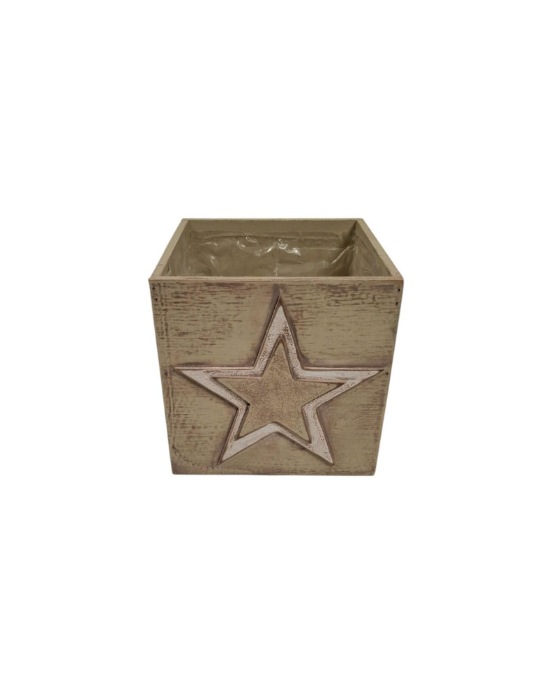 CAJÓN MADERA ESTRELLA 18x18x18cm
