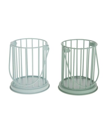 PORTAVELAS METAL 2 PZS AZULES D8,5X10 CM