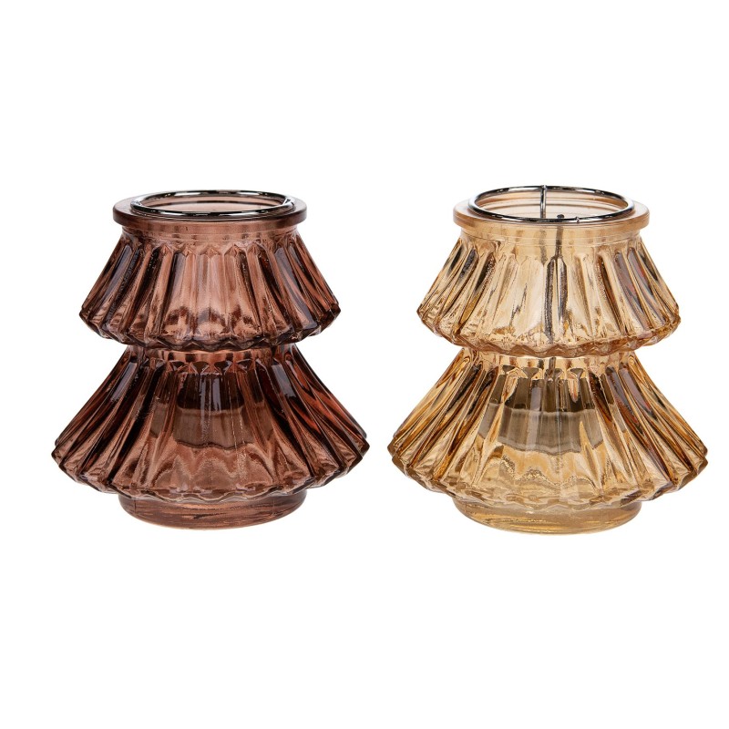 PORTAVELAS ARBOL CRISTAL 10.8x10.8x10.5 CM 1 PZ