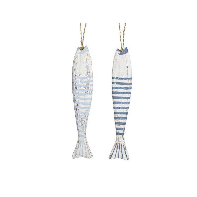 COLGANTE PEZ MADERA SURTIDOS AZUL 58X10X3 CM