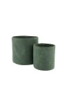 MACETERO SIMIL PIEL  VERDE SET2  Ø21.5X21.5 CM