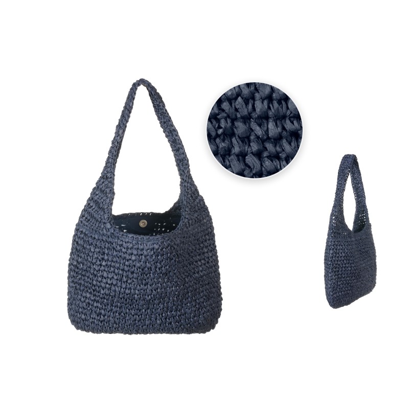 BOLSO CROCHÉ AZUL 39X33/50 CM