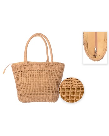 BOLSO CROCHÉ MARRÓN CALADO 35X24/36 CM