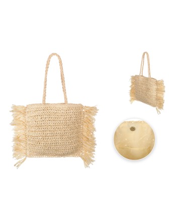 BOLSO CROCHÉ FLECOS BEIG 27/40X29/50 CM