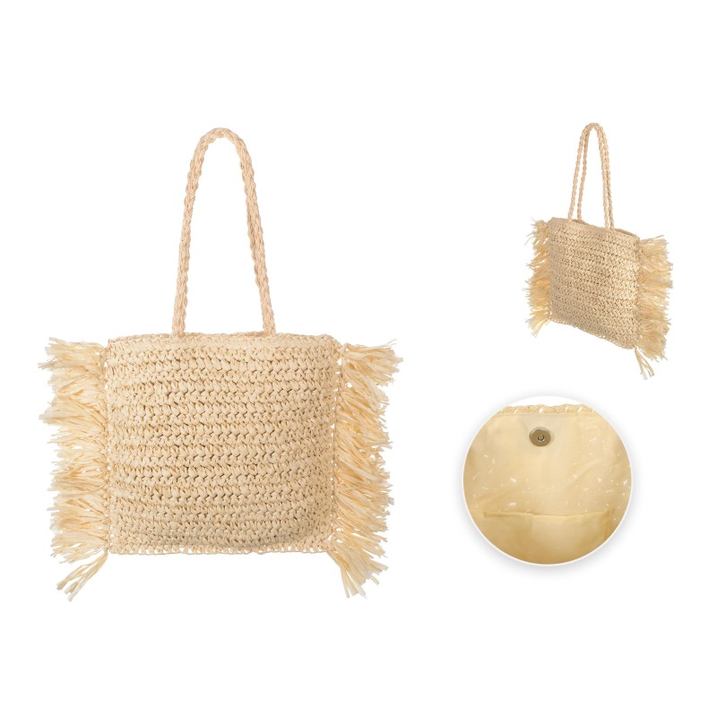 BOLSO CROCHÉ FLECOS BEIG 27/40X29/50 CM