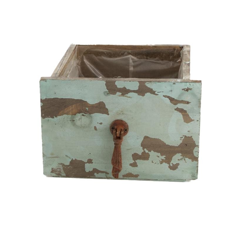 CAJÓN MADERA TIRADOR TURQUESA 16/14x14x11 CM