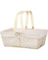 CESTA RECTANGULAR METAL DORADO FORRO TELA 35X25X13 CM