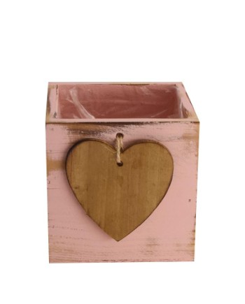 CAJÓN MADERA CORAZÓN ROSA 10X10X10 CM