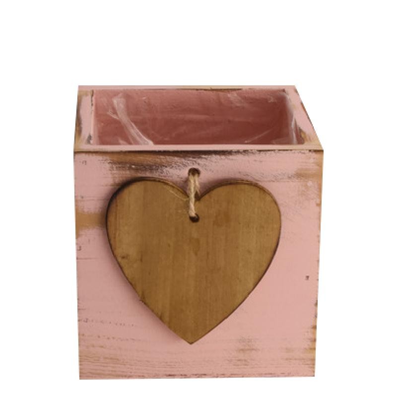 CAJÓN MADERA CORAZÓN ROSA 10X10X10 CM