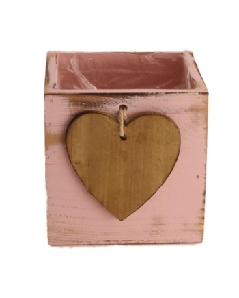 CAJÓN MADERA CORAZÓN ROSA 12X12X12 CM