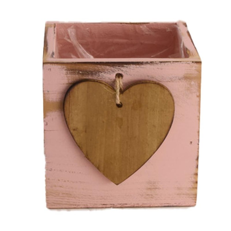 CAJÓN MADERA CORAZÓN ROSA 12X12X12 CM