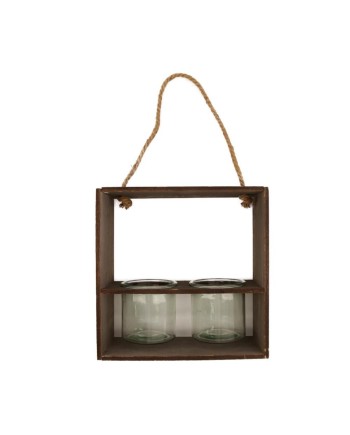 PORTAVELAS CRISTAL CAJA MADERA 28X12X28 CM