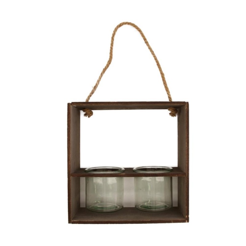 PORTAVELAS CRISTAL CAJA MADERA 28X12X28 CM