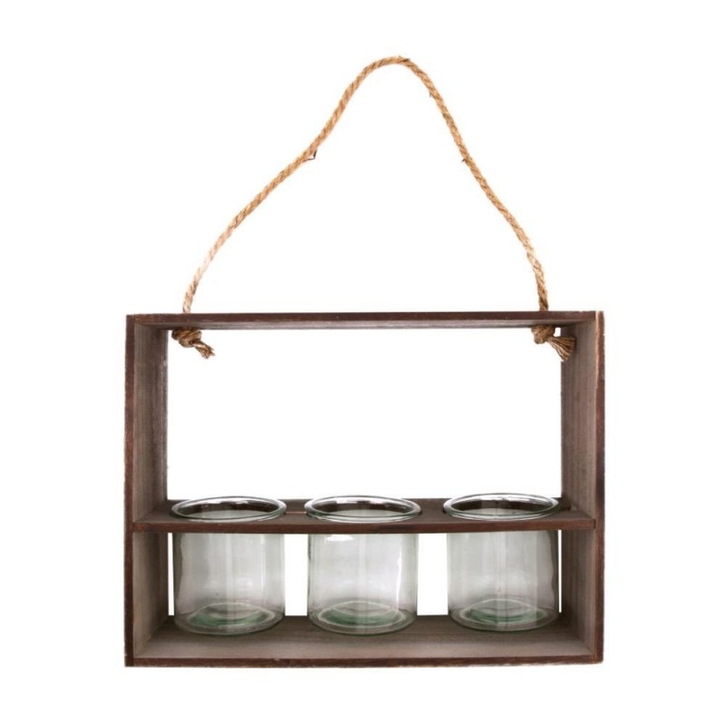 PORTAVELAS CRISTAL CAJA MADERA 38X12X28 CM
