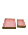 BANDEJA MADERA ESMALTADA ROSA 28X5X38 CM SET 2