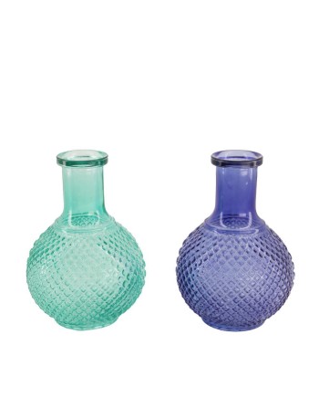 BOTELLA CRISTAL AZUL D10X15.5 CM SURTIDAS