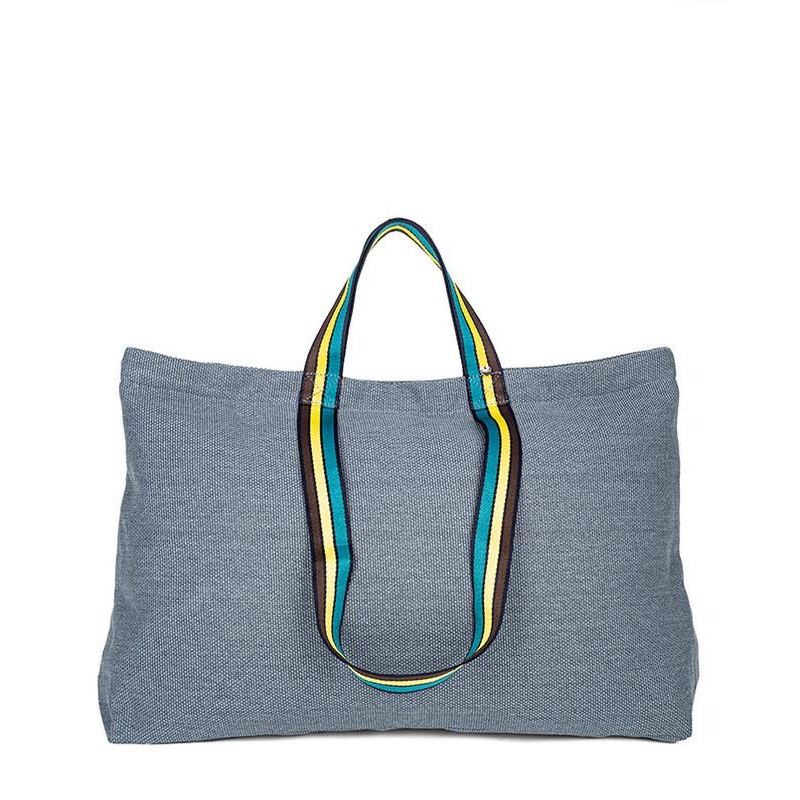 BOLSO ALGODÓN DOBLE ASA AZUL 56X14X38 CM