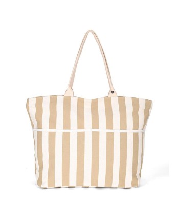 BOLSO ALGODÓN ASA LARGA BOLSILLOS BEIG 43X18X37 CM